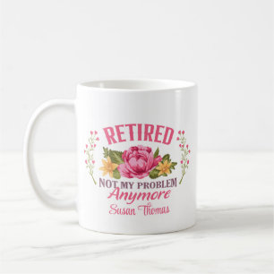 Mug Drôle Retraite florale rose personnalisée