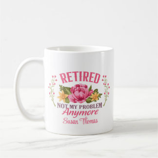 Mug Drôle Retraite florale rose personnalisée