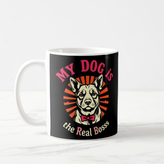 Mug Drôle Retro 'Mon chien est le vrai patron' (Gauche)
