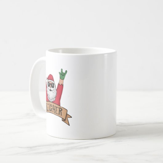 Mug Drôle Rocher N Roll Santa Claus Noël (Devant gauche)