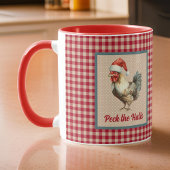 Mug Drôle Rooster Peck the Halls Ferme