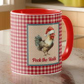 Mug Drôle Rooster Peck the Halls Ferme