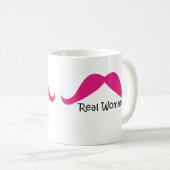 Mug Drôle rose et noir vraies femmes Mustache (Devant droit)