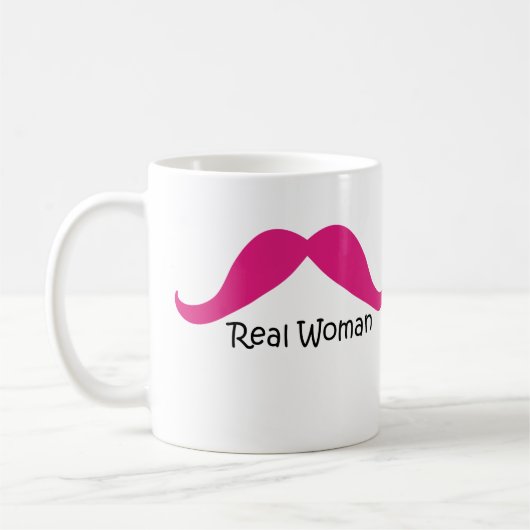 Mug Drôle rose et noir vraies femmes Mustache (Gauche)