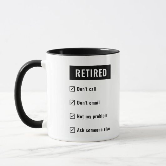 Mug Drôle sac retraite Humour Retraité Pas mon problèm (Gauche)