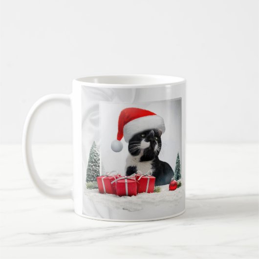 Mug Drôle Sarcastique Chat Santas Casquette Noël (Gauche)
