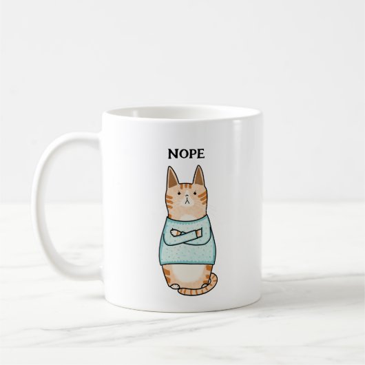 Mug Drôle Sarcastique Orange Chat Nope (Gauche)