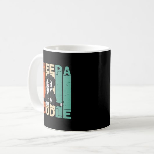 Mug Drôle Sheepadoodle noir poodle Retro Doodle Lover (Devant gauche)