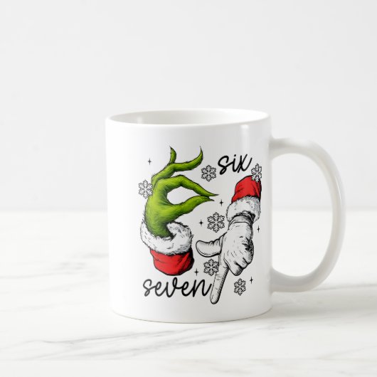 Mug Drôle Six Sept 67 Mème 6 7 Noël Elfe Main Garçon (Droite)