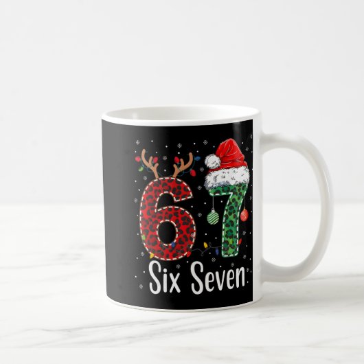 Mug Drôle Six Sept 6 7 Mème 67 Noël Léopard Xmas (Droite)