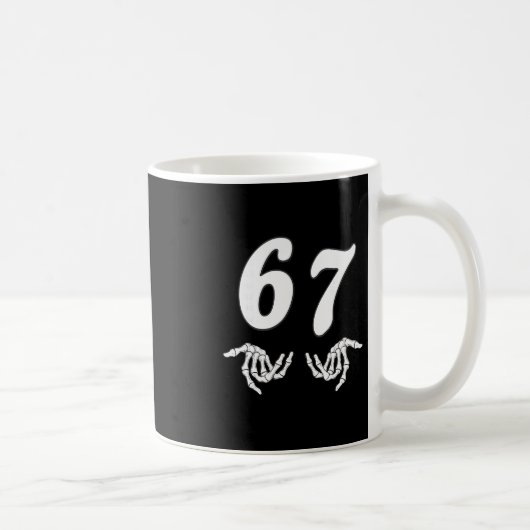 Mug Drôle Six Sept 6 7 Mème 67 Squelette Main Hallowee (Droite)