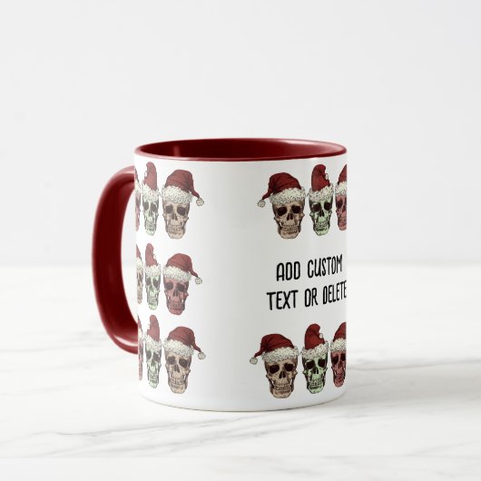 Mug Drôle Skeleton Éffrayant Vibes Head Christmas Red (Devant gauche)