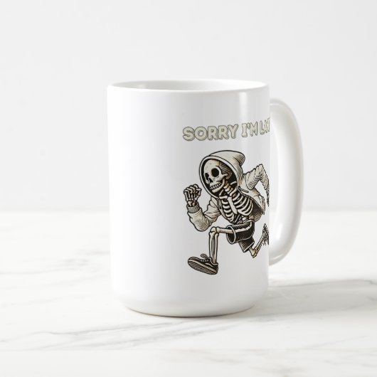 Mug Drôle Skeleton En Retard (Devant droit)
