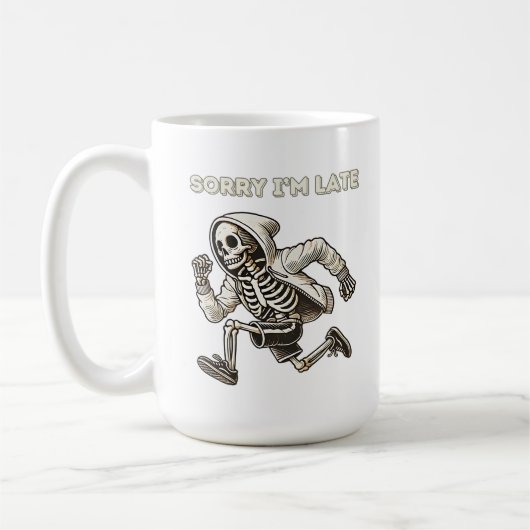 Mug Drôle Skeleton En Retard (Gauche)