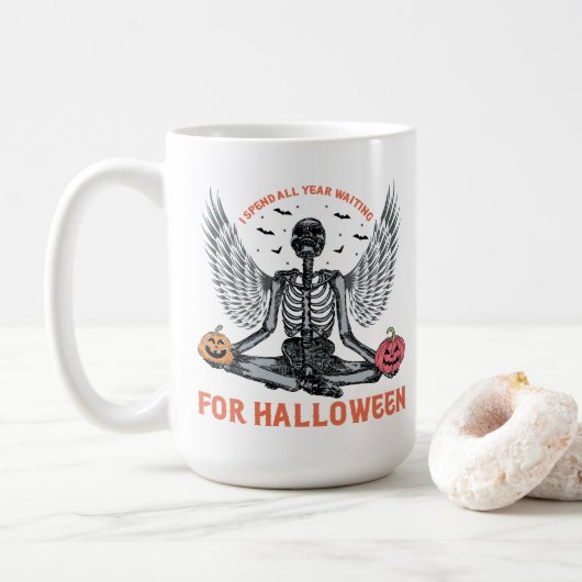 Mug Drôle Skeleton Halloween - Compte à rebours pour H (Avec donut)