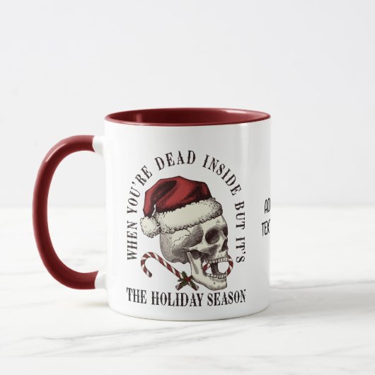 Mug Drôle Skeleton Vibes Head Noël Fête Noël Rouge (Gauche)