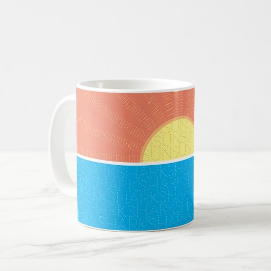 Mug Drôle soleil et requins été (Devant gauche)