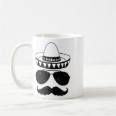 Mug Drôle Sombrero Face Avec Moustache Pour Cinc Mexic (Gauche)