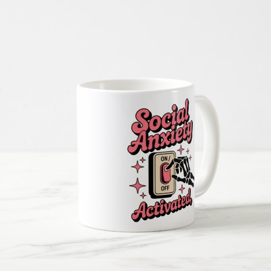 Mug Drôle Squelette D'Anxiété Sociale Pour Les Introve (Devant droit)