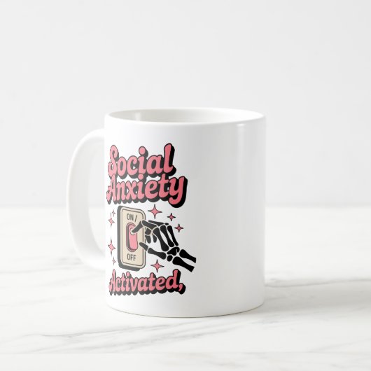 Mug Drôle Squelette D'Anxiété Sociale Pour Les Introve (Devant gauche)