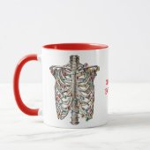Mug Drôle Squelette de Noël Lumières Arbre X-Ray Rouge (Gauche)