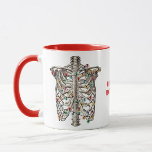 Mug Drôle Squelette de Noël Lumières Arbre X-Ray Rouge