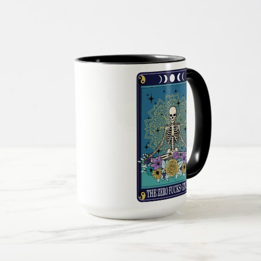 Mug Drôle Tarot Le Zéro F*cks Donné Carte Skeleton (Devant droit)