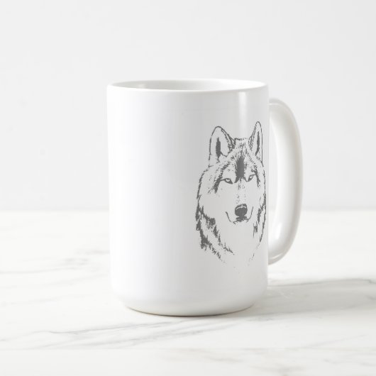 Mug Drôle tête Wolf croquis (Devant droit)