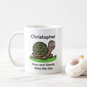 Mug Drôle Tortoise Lente Et Régulière Nom Personnalisé