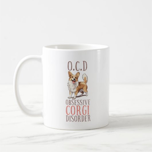 Mug Drôle trouble corgi obsessif (Gauche)