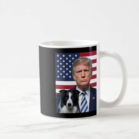 Mug Drôle Trump et frontière Collie Dog Usa Drapeau Él (Droite)