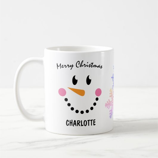 Mug Drôle visage de Snowman, Joyeux Noël (Gauche)