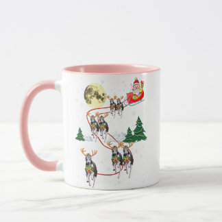 Mug Drôle Whippet Reindeer Noël Lune Père Noël Xmas D