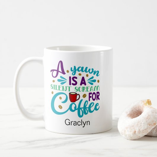 Mug Drôle Yawn café (Avec donut)