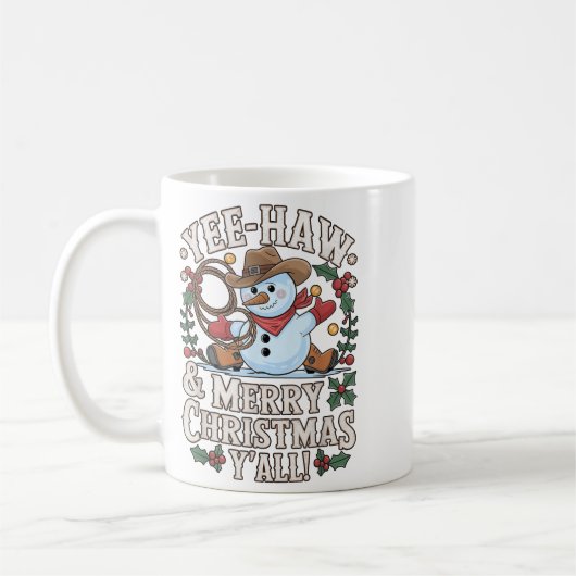 Mug Drôle Yee Haw Joyeux Noël Y'all Xmas mignonne Cowb (Gauche)
