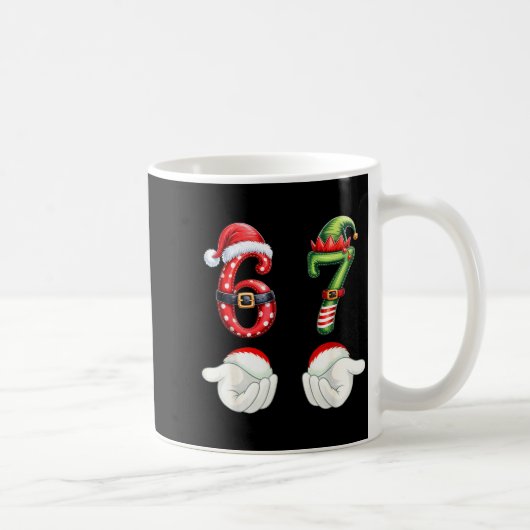 Mug Drôles 67 Pyjamas de Noël Six Sept Mème 6 7 Elfe  (Droite)