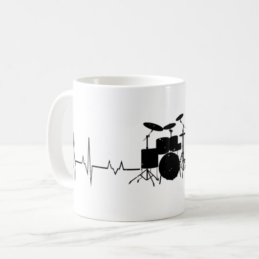 Mug Drummer Gift Heartbeat batterie d'instruments de m (Devant gauche)