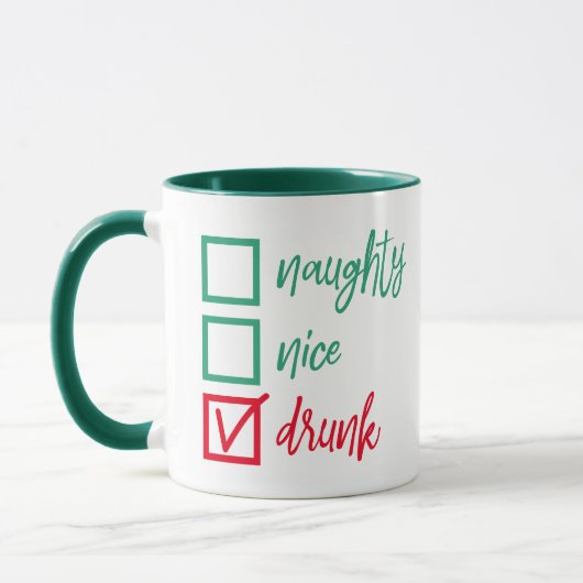 Mug Drunk Not Naughty ou Nice | Funny Humour de Noël (Gauche)
