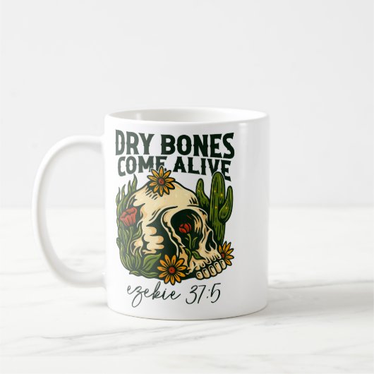 Mug Dry Bones Come Alive Christian Skeleton Floral Eze (Gauche)