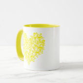 Mug du coeur du crâne jaune (Devant gauche)