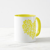 Mug du coeur du crâne jaune (Devant droit)