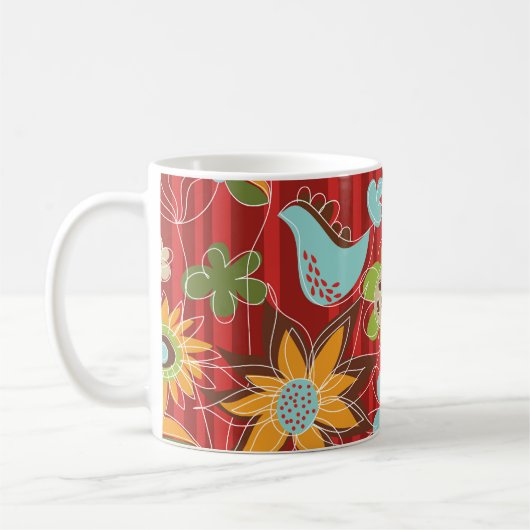 Mug du jardin floral rouge (Gauche)