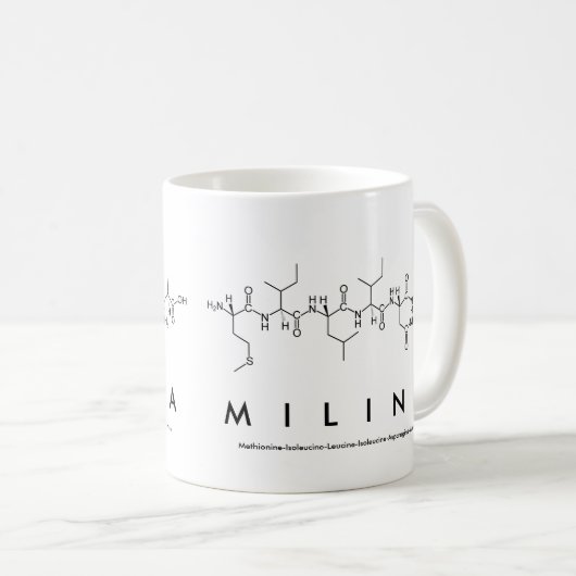 Mug du nom du peptide Milina (Devant droit)