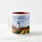 Mug du phare de Cape Pogue (peinture et texte) (Devant gauche)
