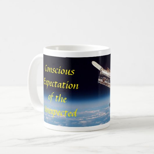 Mug du télescope spatial Hubble avec la devise ori (Devant gauche)