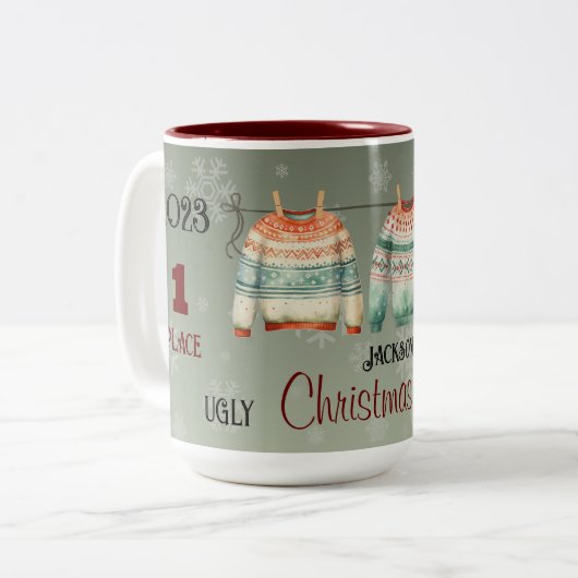 Mug du vainqueur du concours de pull moche - Perso (Devant gauche)