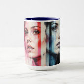 Mug Dualité Rouge et Bleue - Portraits jumeaux dans Ab (Centre)