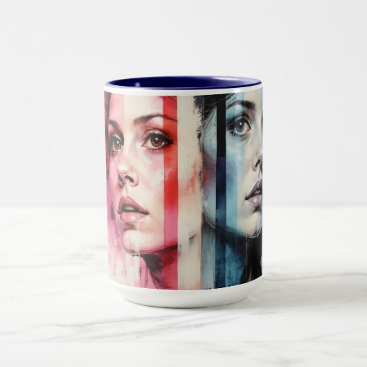 Mug Dualité Rouge et Bleue - Portraits jumeaux dans Ab (Centre)