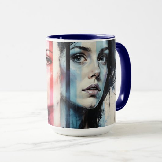 Mug Dualité Rouge et Bleue - Portraits jumeaux dans Ab (Devant droit)