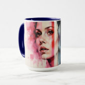 Mug Dualité Rouge et Bleue - Portraits jumeaux dans Ab (Devant gauche)